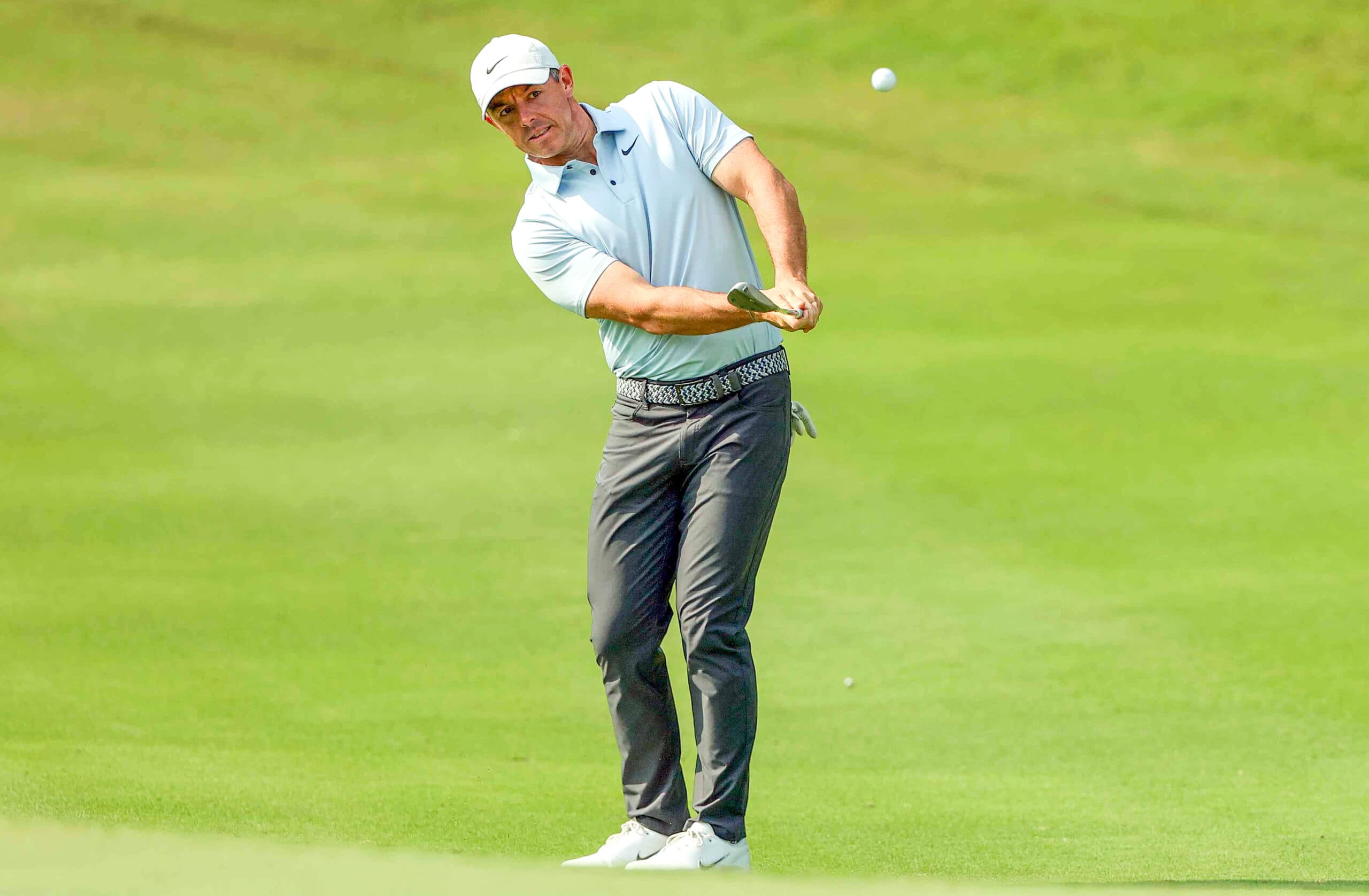 New Delhi: Rory McIlroy of Northern Ireland plays during the DP World Tour Championship golf tournament in New Delhi on Thursday, October 16, 2025. (Photo: IANS)