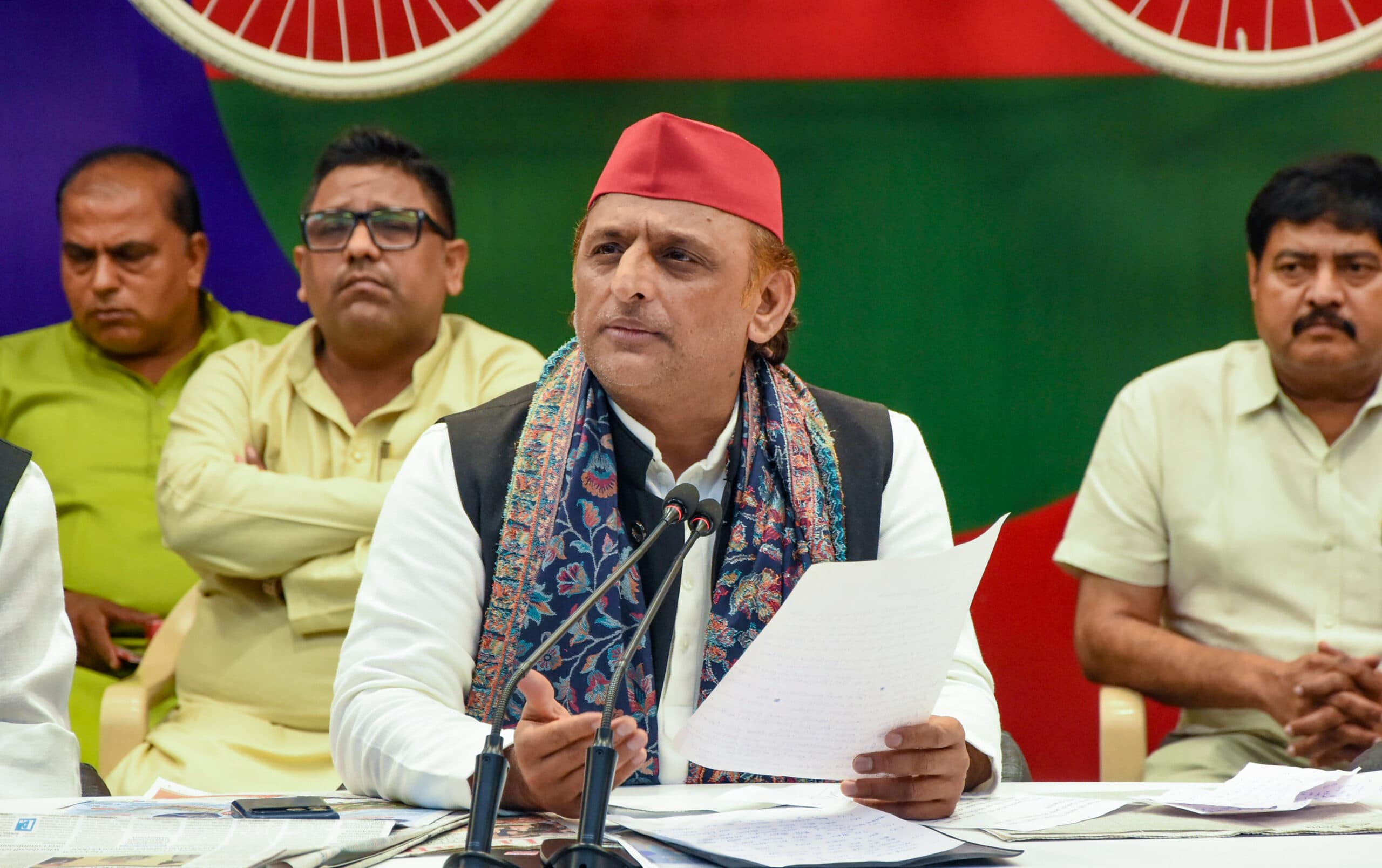 Lucknow: Samajwadi Party National President Akhilesh Yadav addresses a press conference at the party office in Lucknow on Wednesday, September 23, 2026. (Photo: IANS)