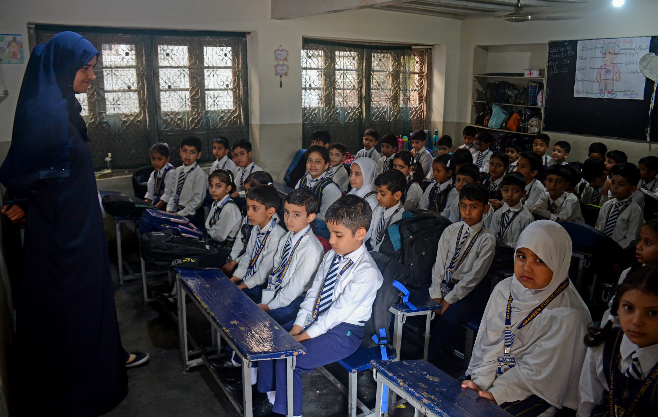 Srinagar: Students attend a class as schools reopen after the summer vacation across Kashmir in Srinagar on Monday, July 27, 2026. (Photo: IANS)