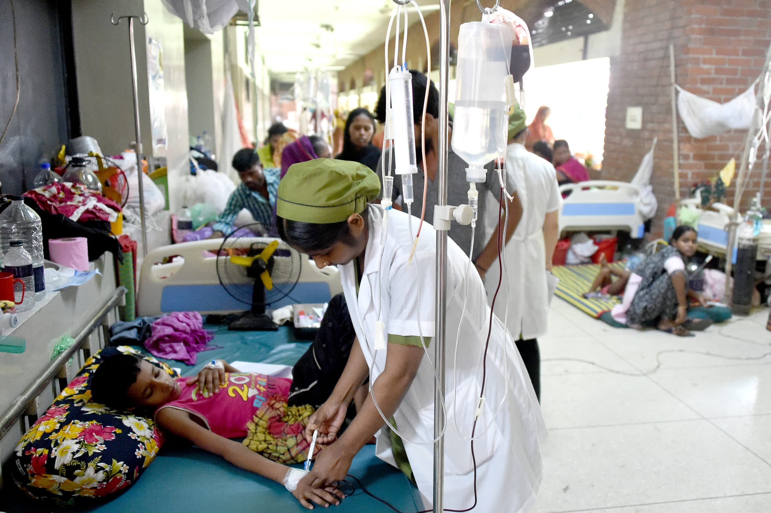DHAKA, Aug. 6, 2019 (Xinhua) -- A child infected with dengue receives treatment at a hospital in Dhaka, Bangladesh, on Aug. 6, 2019. The Bangladeshi government has confirmed another five deaths from dengue fever, bringing the total number of fatalities in the country since January to 23, the Directorate General of Health Services reported Tuesday. (Str/Xinhua/IANS)