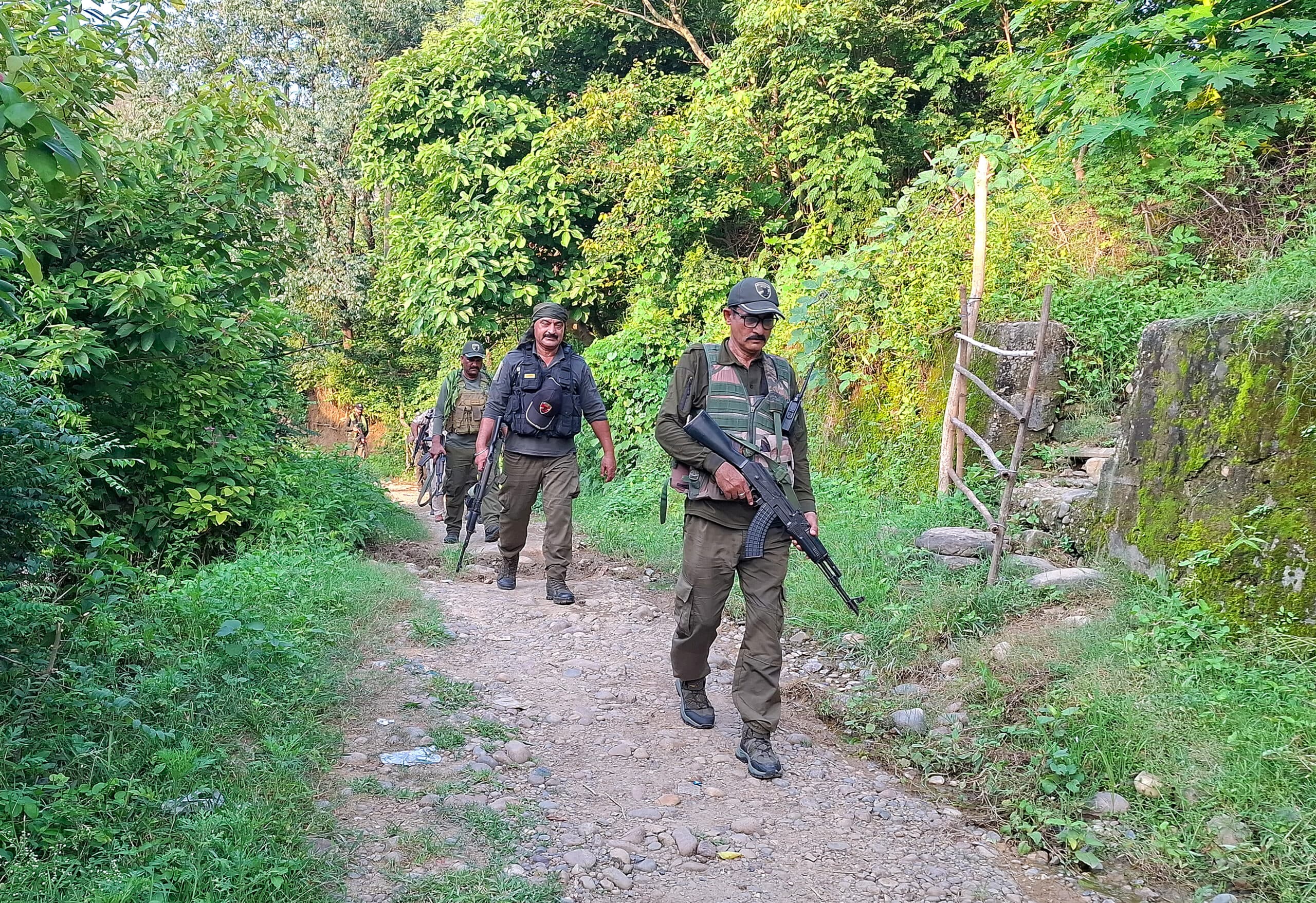 Samba: Security forces conduct a search operation in the remote hilly area of Sumb in Samba district, Jammu and Kashmir, Tuesday, August 25, 2026. (Photo: IANS)