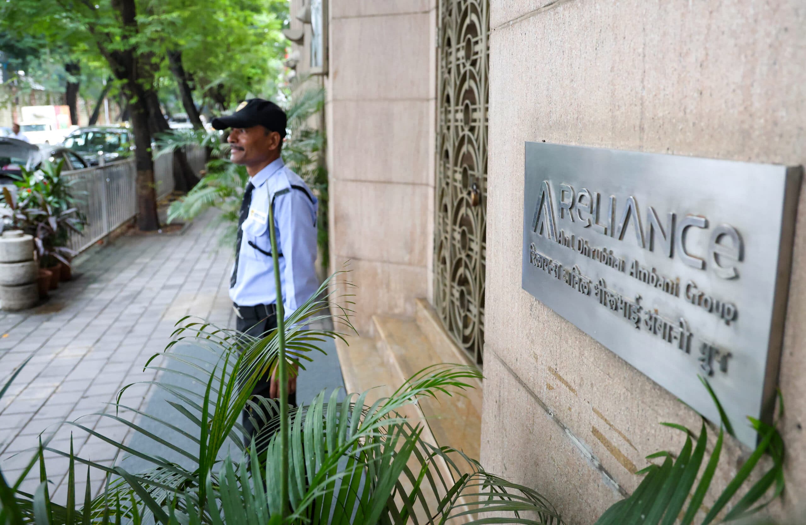 Mumbai: A security guard stands outside industrialist Anil Ambani's office in Mumbai on Thursday, July 24, 2025. The Enforcement Directorate conducts multiple raids in connection with an alleged ₹3,000 crore bank loan fraud-linked money laundering case involving Anil Ambani group companies. (Photo: IANS)