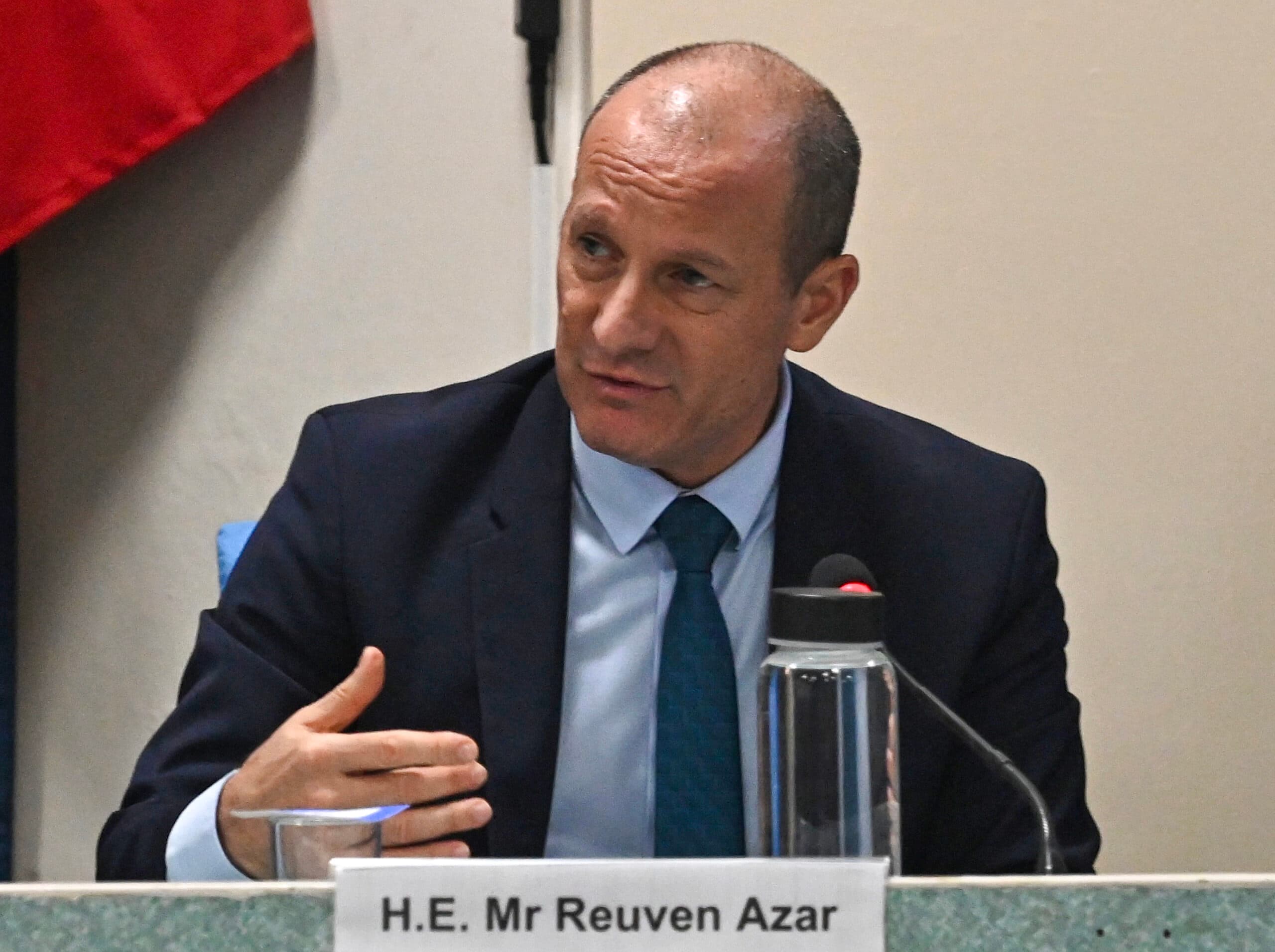 New Delhi: Ambassador of Israel to India Reuven Azar speaks during the event, “The Greatest Hostage Rescue Operation in History – 50 Years of the Entebbe Operation," at the United Service Institution of India in New Delhi on Tuesday, June 30, 2026. (Photo: IANS/Deepak Kumar)