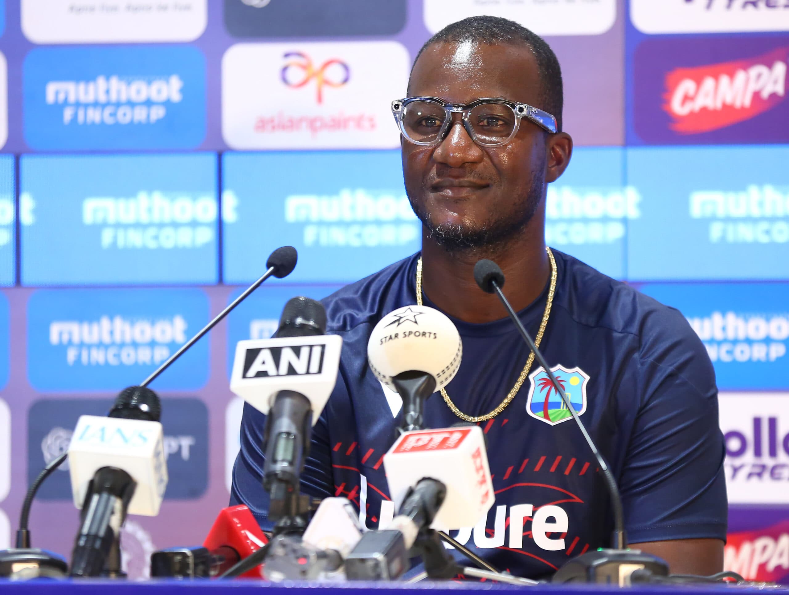 New Chandigarh: West Indies head coach Daren Sammy speaks ahead of the third ODI between India and West Indies in New Chandigarh, Punjab, on Friday, October 2, 2026. (Photo: IANS)