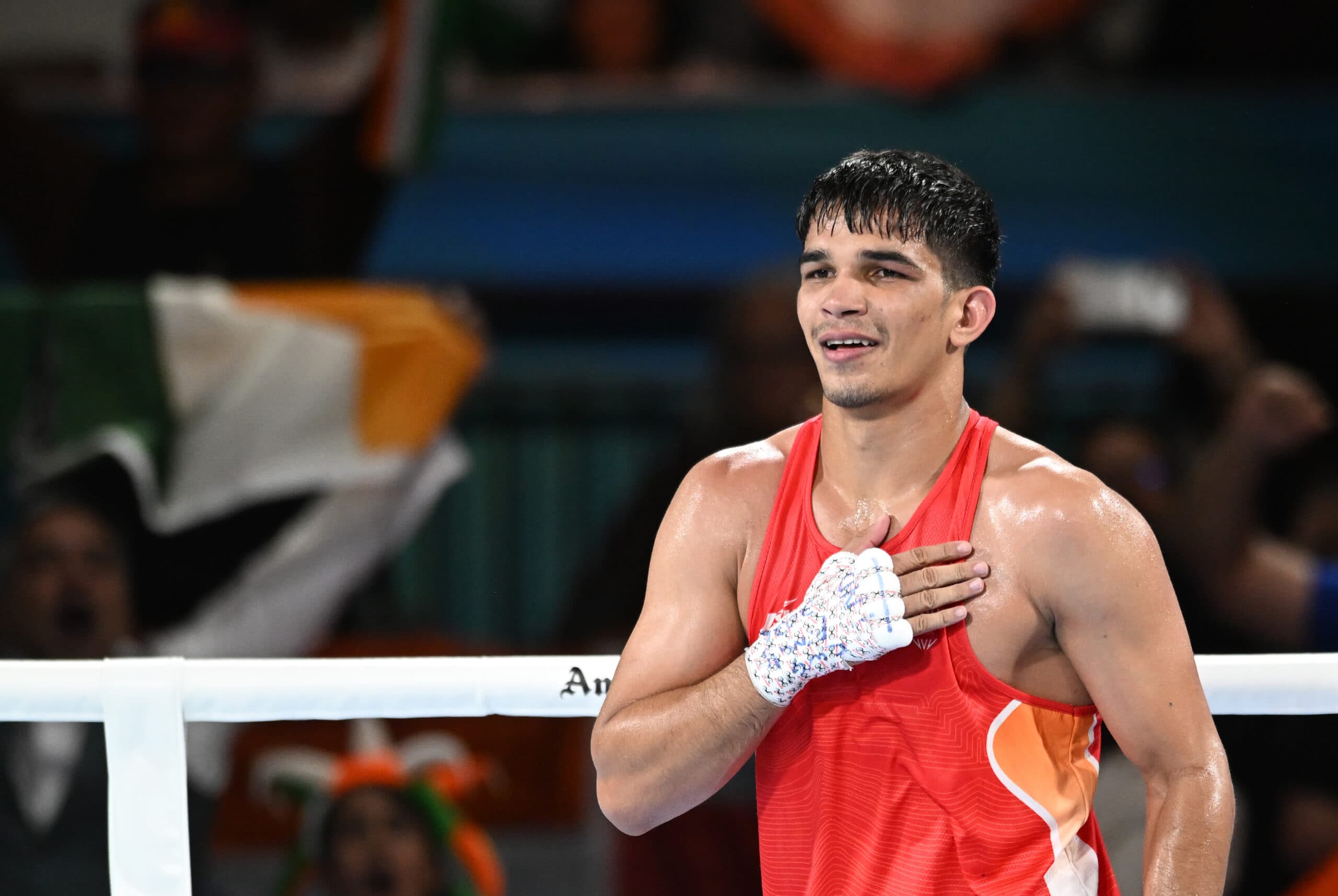 Glasgow: India's Ankush Panghal celebrates after winning the men's 80 kg final against England's Dimeji Shittu at the Commonwealth Games 2026 in Glasgow, Scotland, on Saturday, August 1, 2026. (Photo: IANS/Biplab Banerjee)