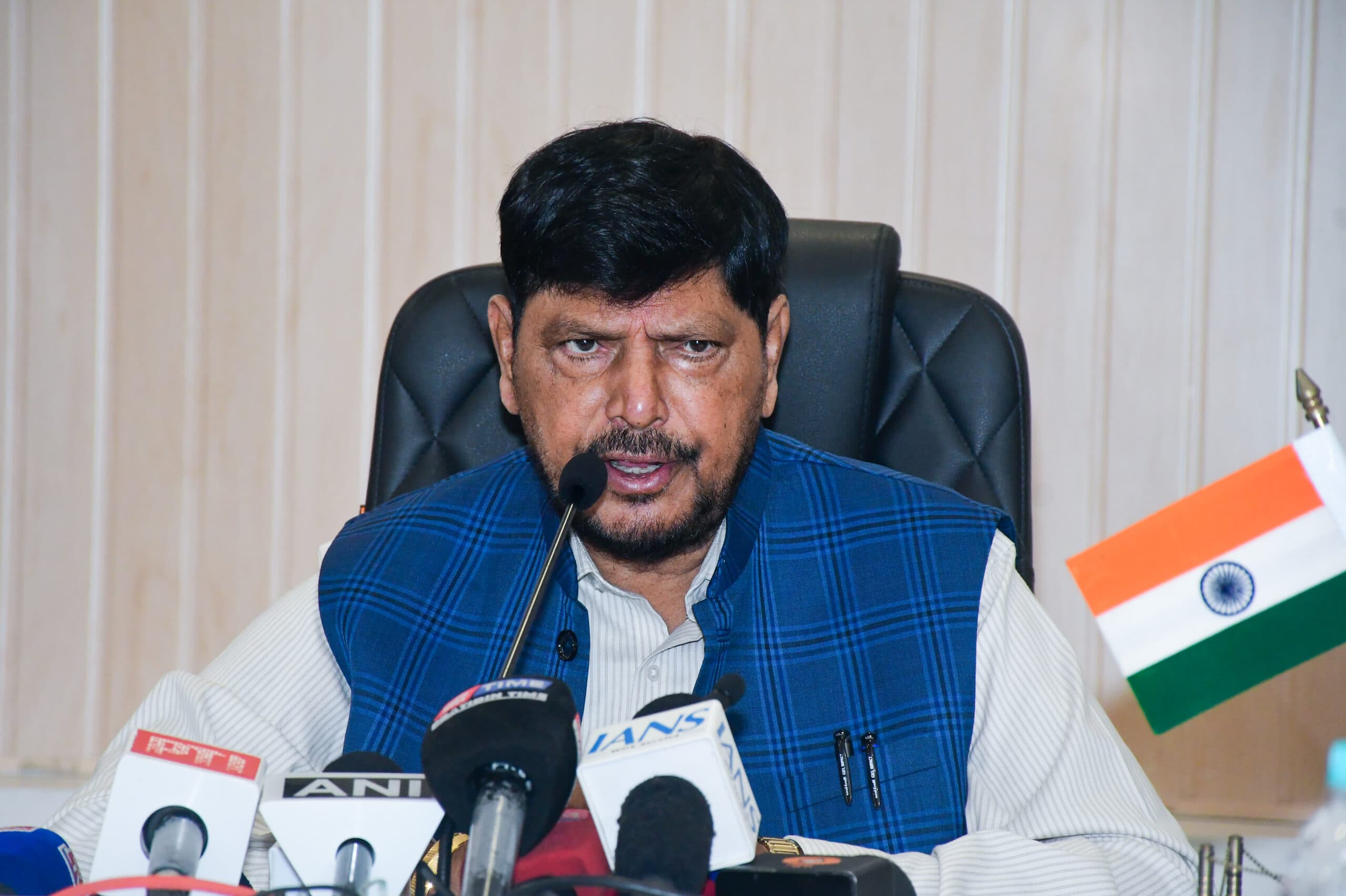 Guwahati: Union Minister of State for Social Justice and Empowerment Ramdas Athawale addresses a press conference in Guwahati on Tuesday, September 29, 2026. (Photo: IANS)