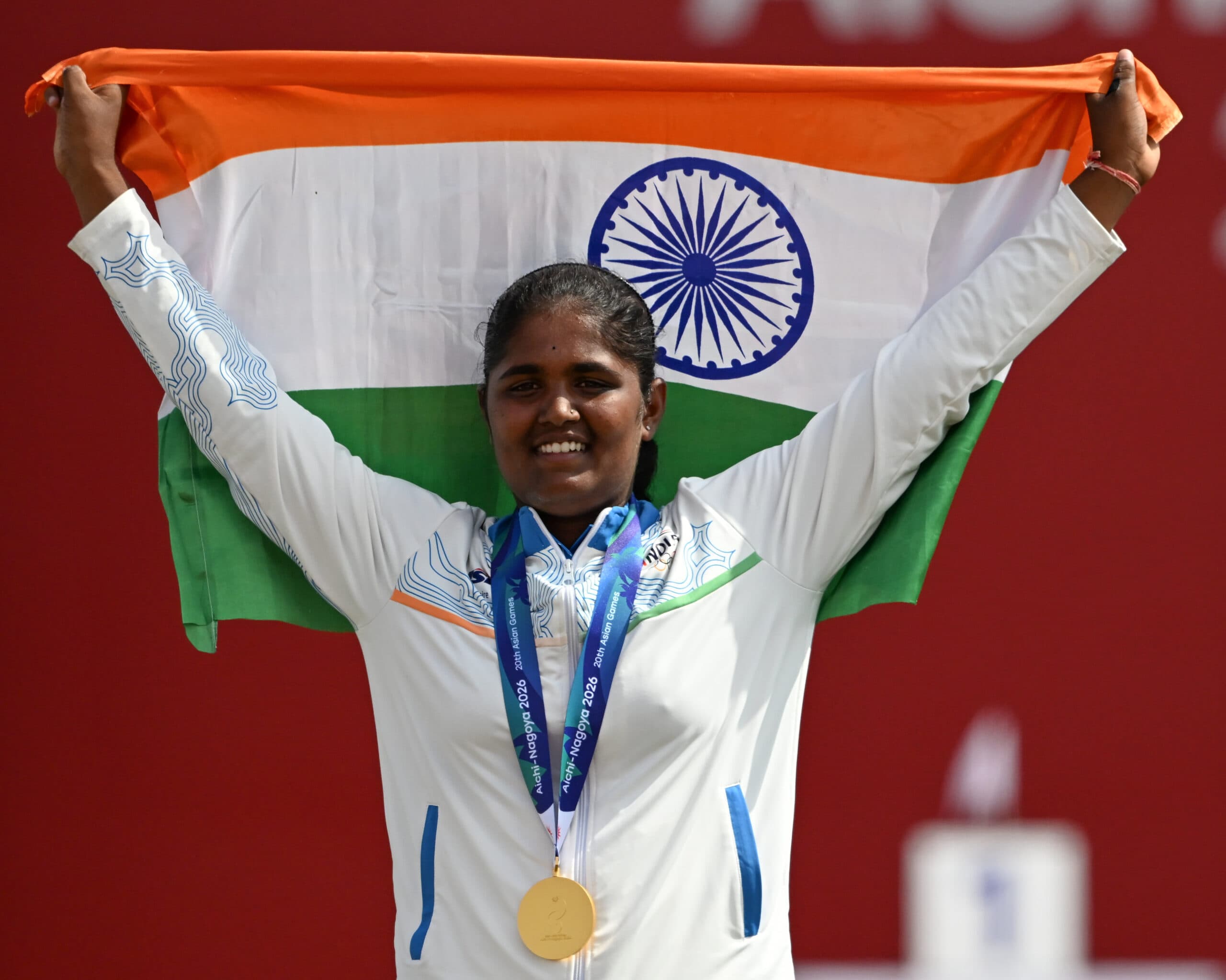 Aichi: Kumkum Anil Mohod of India celebrates after the Recurve Women's Individual Gold Medal Match of Archery against Oh Yejin of South Korea at the 20th Asian Games Aichi-Nagoya 2026 in Okazaki of Aichi Prefecture, Japan, Oct. 3, 2026. (Photo: Xinhua via IANS)