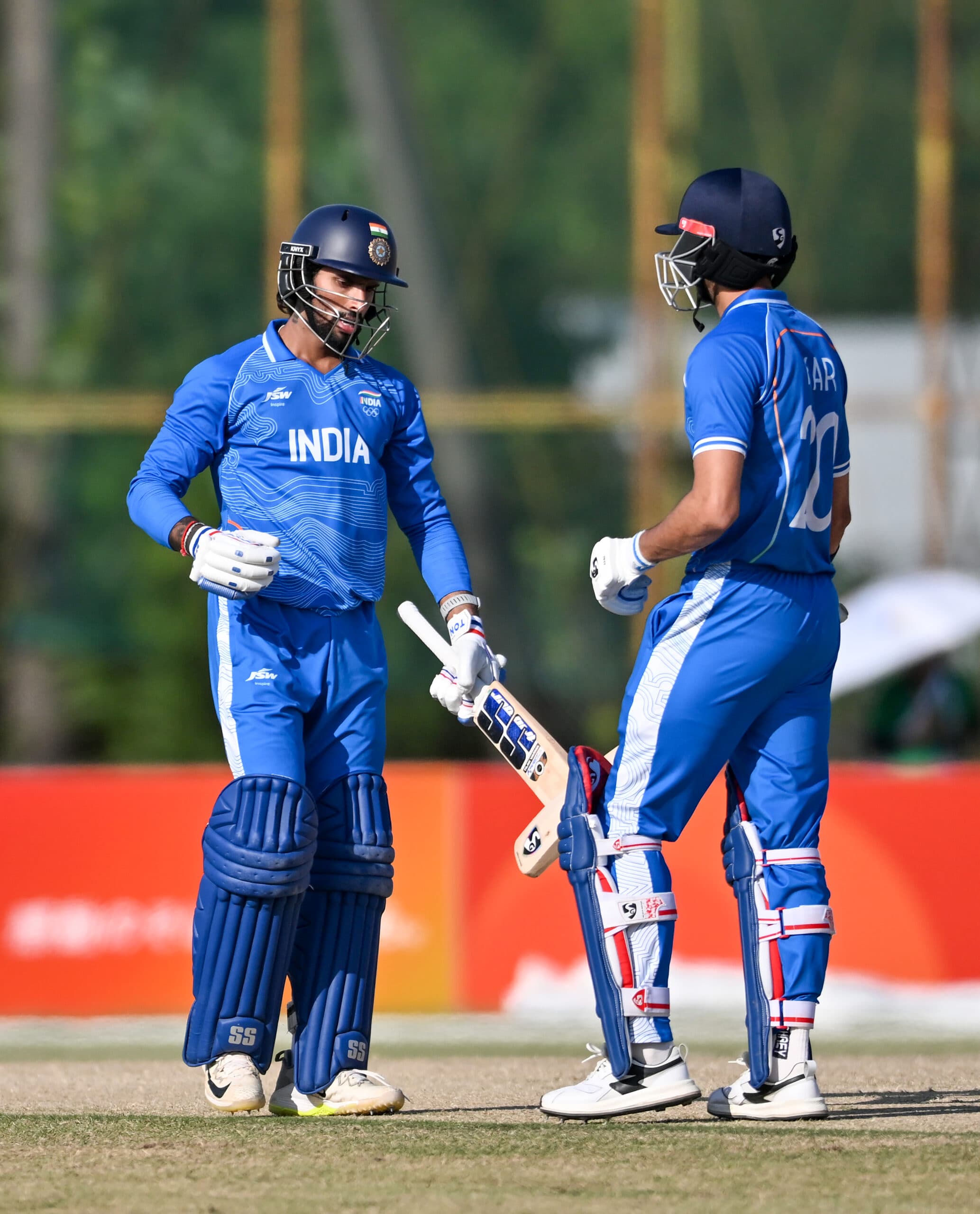 Nisshin: India's Tilak Varma and Axar Patel during the men’s cricket gold-medal match between India and Pakistan at the Asian Games 2026 at Korogi Sports Park in Nisshin, Japan, on Saturday, October 03, 2026. (Photo: IANS/Biplab Banerjee)