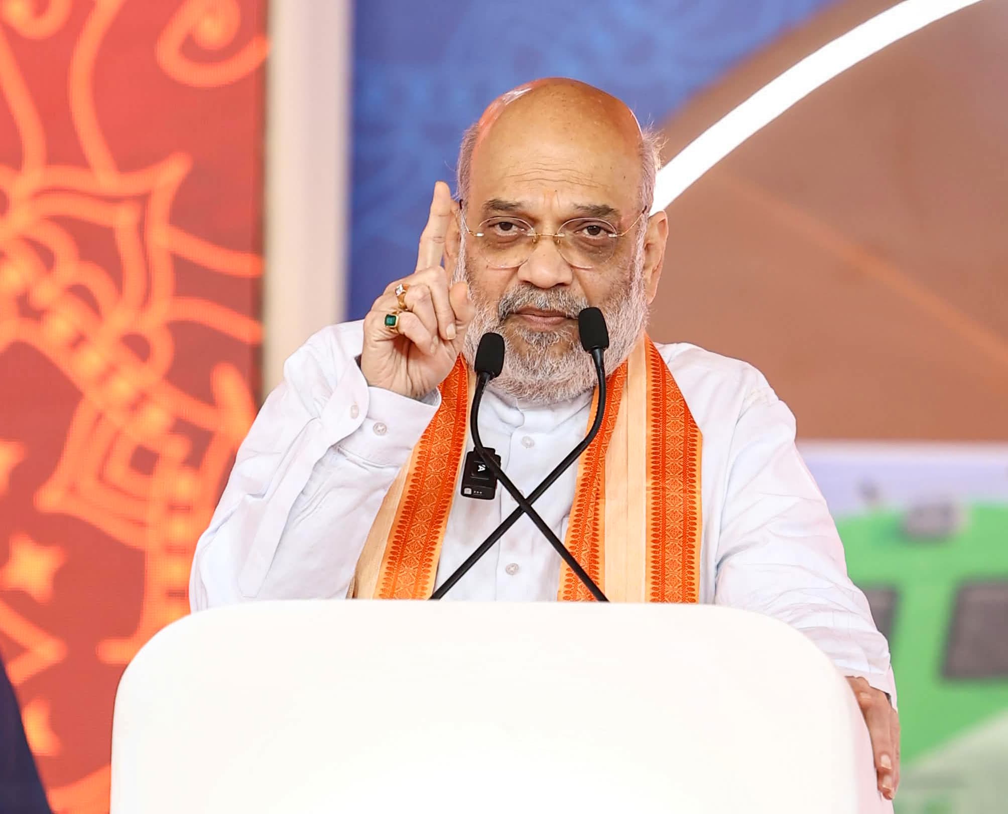 Ahmedabad: Union Home Minister Amit Shah addresses during the flagging off of India's first LNG-powered train from Sabarmati Railway Station in Ahmedabad, Sunday, September 27, 2026. (Photo: IANS/X/@Bhupendrapbjp)