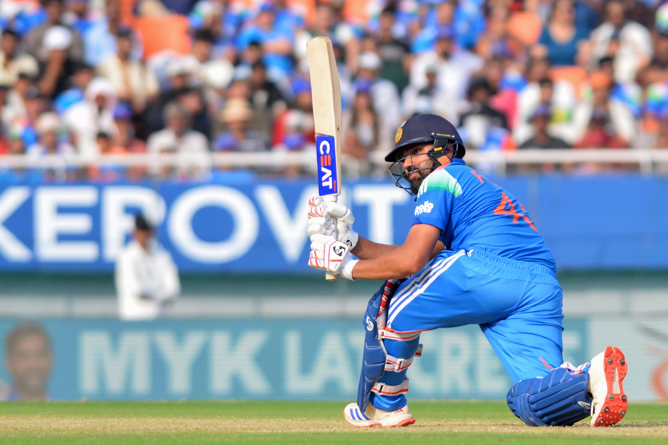 New Chandigarh: India's Rohit Sharma plays a shot during the third ODI cricket match between India and West Indies at Maharaja Yadavindra Singh PCA Stadium, in New Chandigarh, Saturday, October 03, 2026. (Photo: IANS)