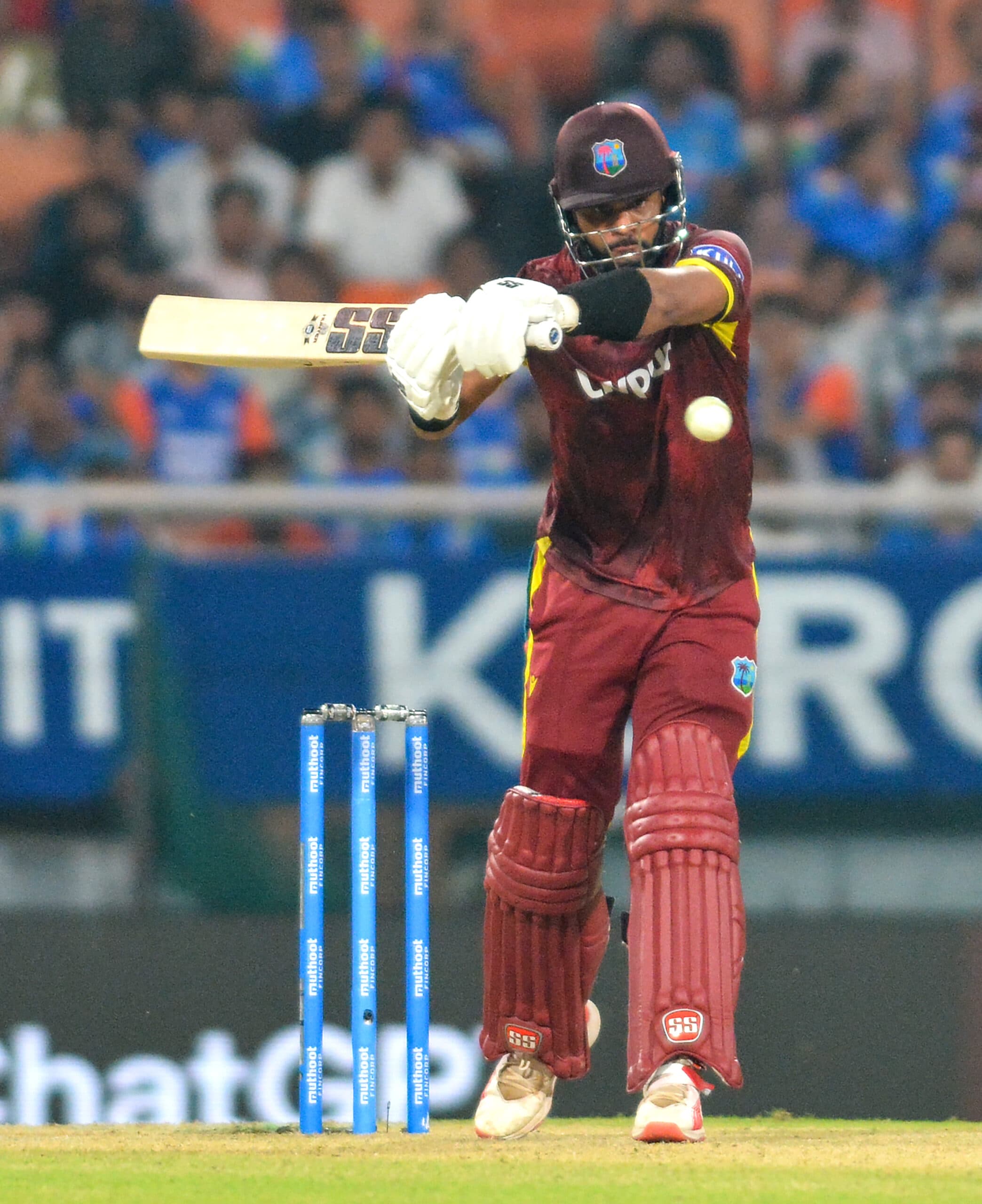 New Chandigarh: West Indies' Shai Hope plays a shot during the third ODI cricket match between India and West Indies at Maharaja Yadavindra Singh PCA Stadium, in New Chandigarh, Saturday, October 03, 2026. (Photo: IANS)