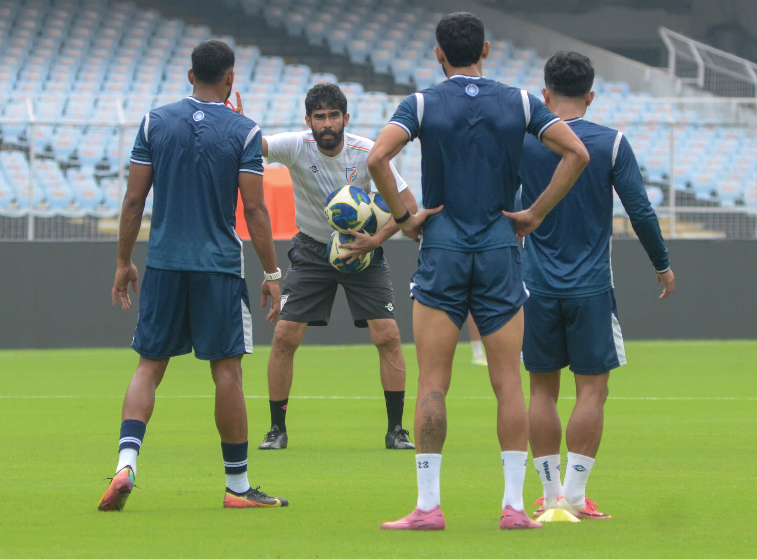 Kolkata: Indian Men's team coach Khalid Jamil during a practice session ahead of the FIFA International friendly match against Brazil at Vivekananda Yuba Bharati Krirangan in Kolkata, Friday, October 2, 2026. (Photo: IANS/Kuntal Chakrabarty)